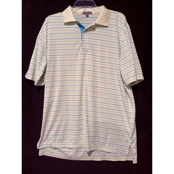 Peter Millar Summer Comfort Golf Polo Striped Athletic Casual Shirt L - Picture 1 of 9